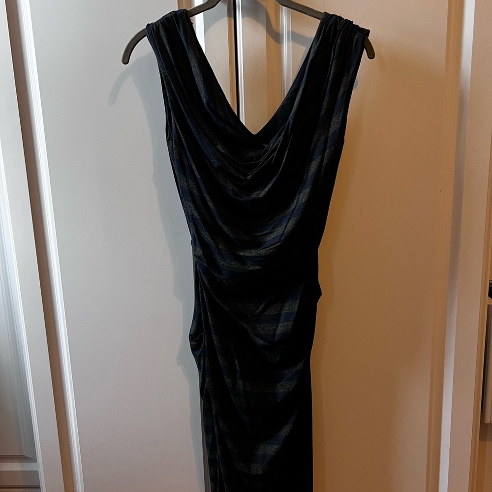 Nicole Miller Artelier ruched navy and grey  Women's Dress